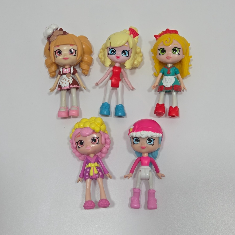 Shopkins Lil Shoppies Mini 3" 5 Dolls Lot Popette Bubbleisha Coco Cookie Etc